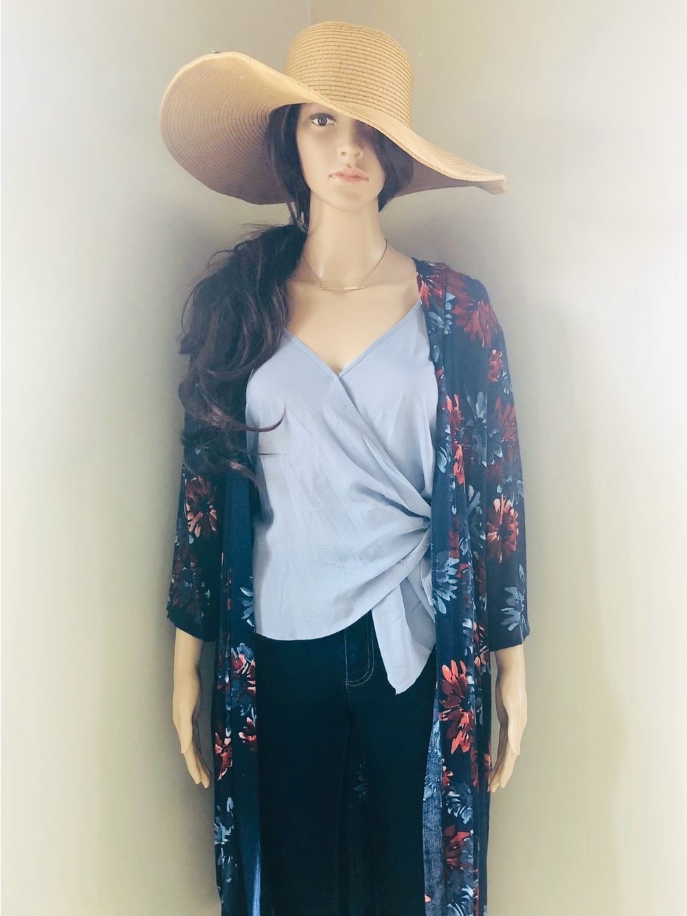 Wide Brim Straw Sun Hat in Natural - Women's Beach Hat